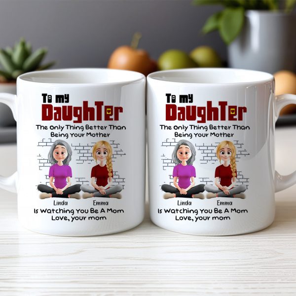 To My Daughter Personalized White Ceramic Mug with Custom Names, Heartfelt Gift for Mother and Daughter on Special Occasions To My Daughter Personalized White Ceramic Mug with Custom Names, Heartfelt Gift for Mother and Daughter on Special Occasions
