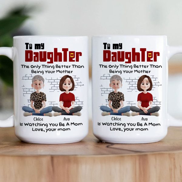 To My Daughter Personalized White Ceramic Mug with Custom Names, Heartfelt Gift for Mother and Daughter on Special Occasions To My Daughter Personalized White Ceramic Mug with Custom Names, Heartfelt Gift for Mother and Daughter on Special Occasions