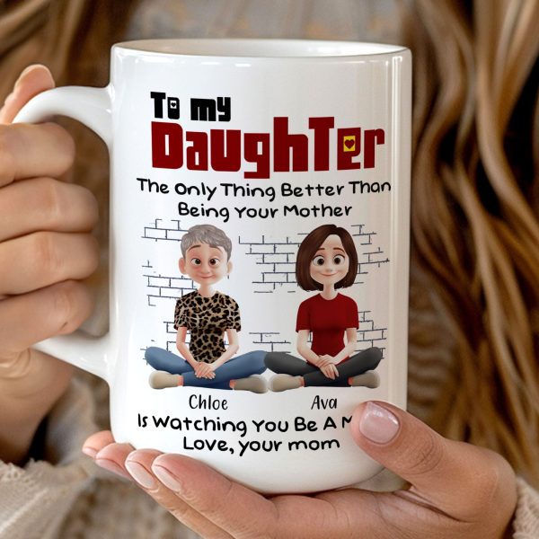 To My Daughter Personalized White Ceramic Mug with Custom Names, Heartfelt Gift for Mother and Daughter on Special Occasions To My Daughter Personalized White Ceramic Mug with Custom Names, Heartfelt Gift for Mother and Daughter on Special Occasions