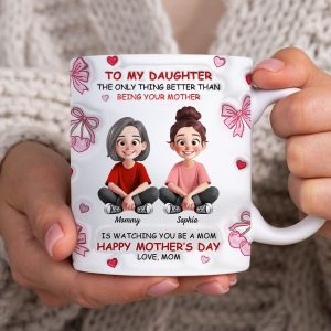 To My Daughter Pretty Women 3D Inflated Effect Flowers Personalized Mug