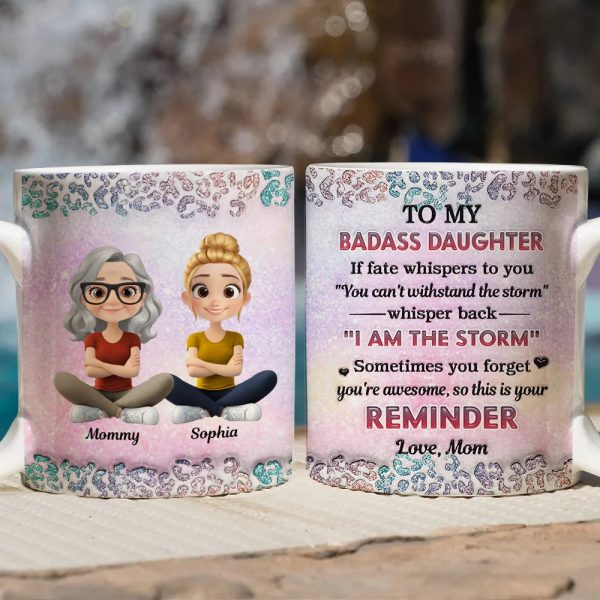 To My Daughter White Ceramic Mug with Cartoon Mom and Daughter Illustration, Sentimental Quote Design, Perfect Gift for Family Love To My Daughter White Ceramic Mug with Cartoon Mom and Daughter Illustration, Sentimental Quote Design, Perfect Gift for Family Love