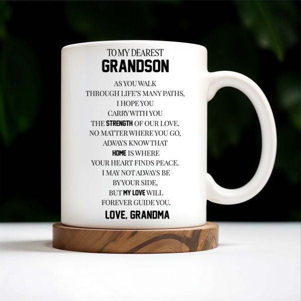To My Dearest Grandson Love From Grandma With Pansy Flower Design - Personalized Custom Coffee Mug - GSN024_MG To My Dearest Grandson Love From Grandma With Pansy Flower Design - Personalized Custom Coffee Mug - GSN024_MG