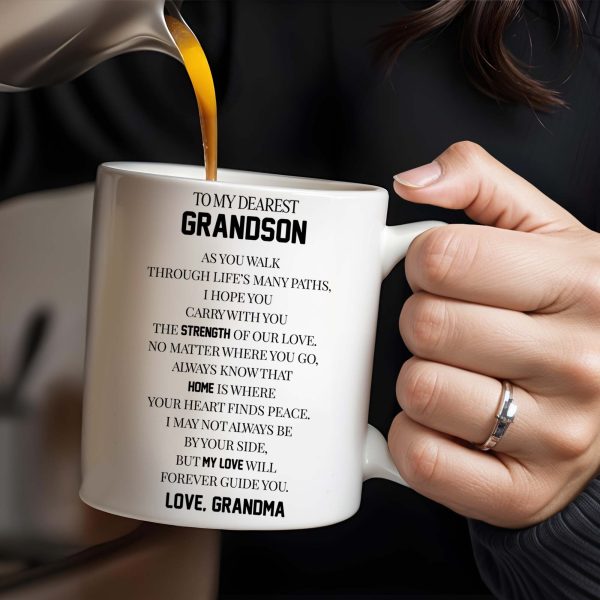 To My Dearest Grandson Love From Grandma With Pansy Flower Design - Personalized Custom Coffee Mug - GSN024_MG To My Dearest Grandson Love From Grandma With Pansy Flower Design - Personalized Custom Coffee Mug - GSN024_MG
