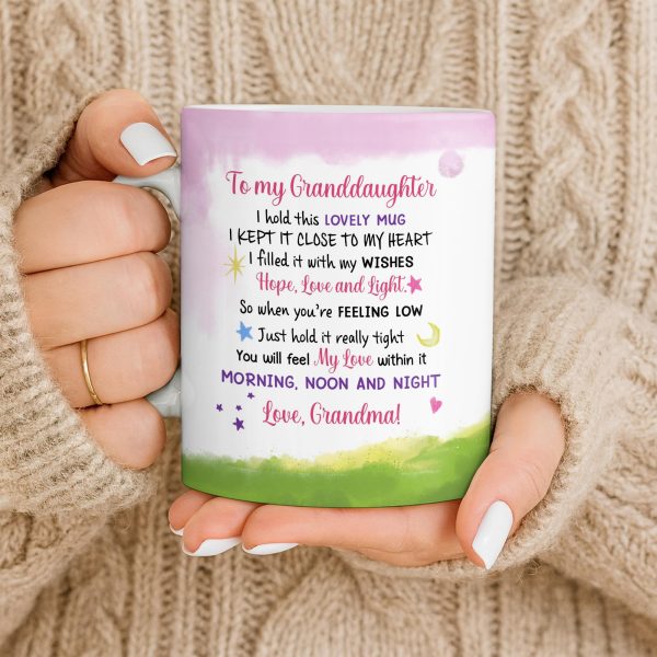To My Granddaughter Feel My Love Morning Noon And Night - Personalized Custom Coffee Mug - GDT534_MG To My Granddaughter Feel My Love Morning Noon And Night - Personalized Custom Coffee Mug - GDT534_MG