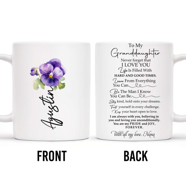 To My Granddaughter, Learn and Love, Pansy Flowers - Personalized Custom Coffee Mug - GDT134_MG To My Granddaughter, Learn and Love, Pansy Flowers - Personalized Custom Coffee Mug - GDT134_MG