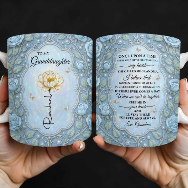 To My Granddaughter, Once Upon A Time, Roses And Butterflies - Personalized Custom Coffee Mug - GDT403_MG To My Granddaughter, Once Upon A Time, Roses And Butterflies - Personalized Custom Coffee Mug - GDT403_MG