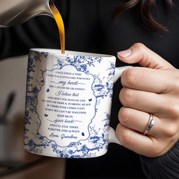 To My Granddaughter, Once Upon A Time There Was A Little Girl Who Stole My Heart, Floral Patterns - Personalized Custom Coffee Mug - GDT297_MG To My Granddaughter, Once Upon A Time There Was A Little Girl Who Stole My Heart, Floral Patterns - Personalized Custom Coffee Mug - GDT297_MG
