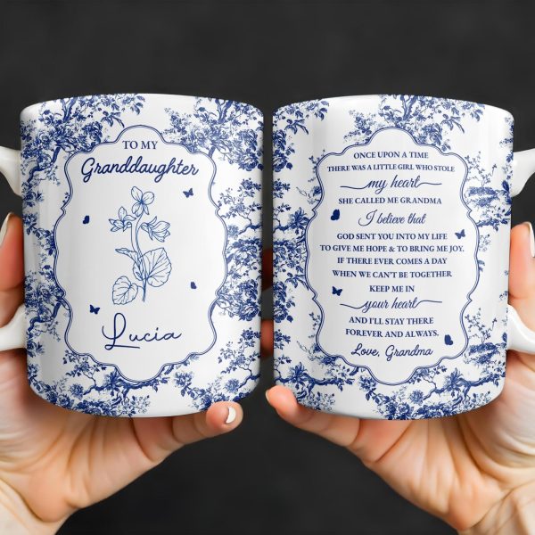 To My Granddaughter, Once Upon A Time There Was A Little Girl Who Stole My Heart, Floral Patterns - Personalized Custom Coffee Mug - GDT297_MG To My Granddaughter, Once Upon A Time There Was A Little Girl Who Stole My Heart, Floral Patterns - Personalized Custom Coffee Mug - GDT297_MG