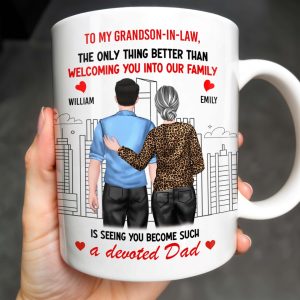 To My Grandson-In-Law, The Only Thing Better Than Welcoming You Into Our Family, Cityscape and Couple - Personalized Custom Coffee Mug - GSN059_MG