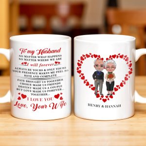 To My Husband Forever Love Message With Hearts And Couple - Personalized Custom Coffee Mug - CPL262_MG