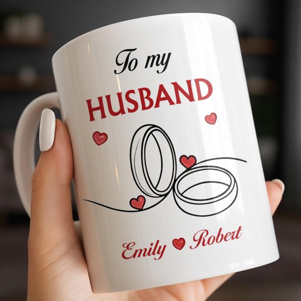 To My Husband, Hearts and Rings Design - Personalized Custom Coffee Mug - CPL1366_MG To My Husband, Hearts and Rings Design - Personalized Custom Coffee Mug - CPL1366_MG