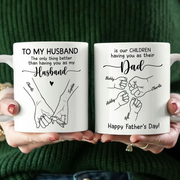 To My Husband Our Children Having You As Their Dad Outline Fist Bumps Personalized Mug