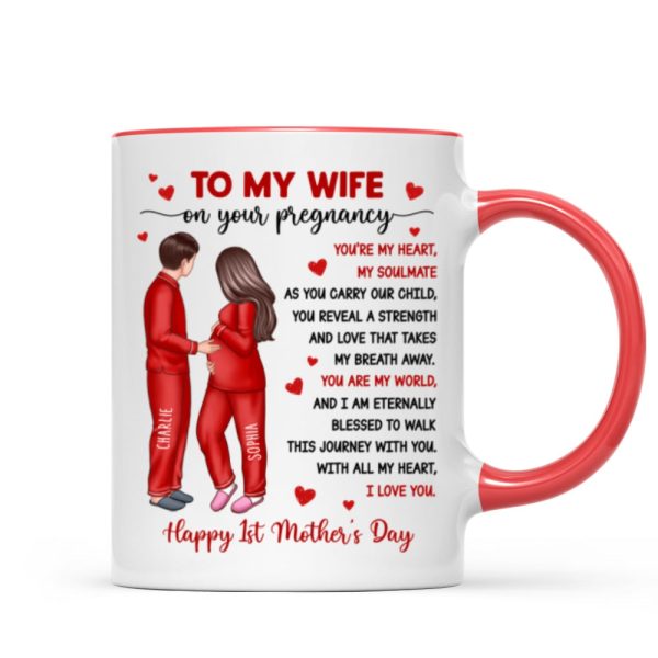 To My Pregnancy Wife Happy First Mother's Day From Husband Personalized Mug, Gift For Pregnant Mom, Expecting Mom To My Pregnancy Wife Happy First Mother's Day From Husband Personalized Mug, Gift For Pregnant Mom, Expecting Mom