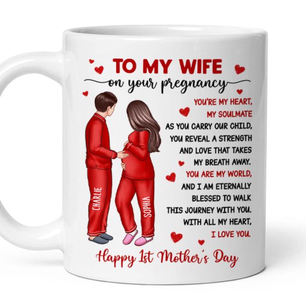 To My Pregnancy Wife Happy First Mother's Day From Husband Personalized Mug, Gift For Pregnant Mom, Expecting Mom To My Pregnancy Wife Happy First Mother's Day From Husband Personalized Mug, Gift For Pregnant Mom, Expecting Mom