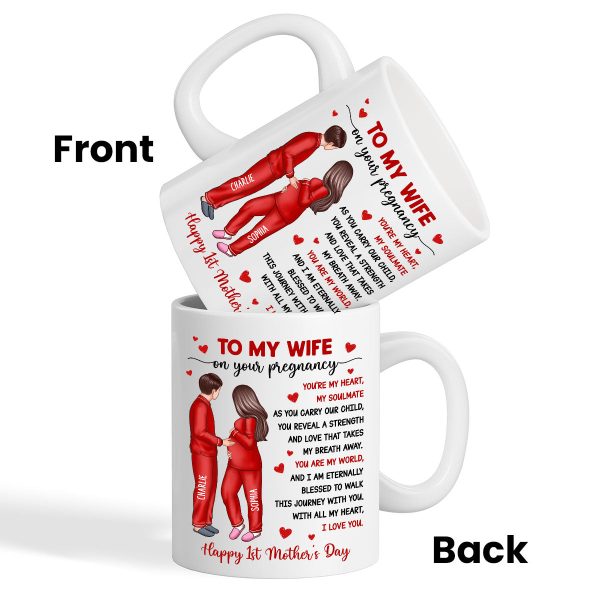 To My Pregnancy Wife Happy First Mother's Day From Husband Personalized Mug, Gift For Pregnant Mom, Expecting Mom To My Pregnancy Wife Happy First Mother's Day From Husband Personalized Mug, Gift For Pregnant Mom, Expecting Mom