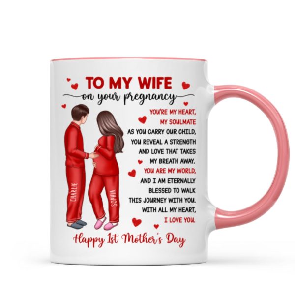 To My Pregnancy Wife Happy First Mother's Day From Husband Personalized Mug, Gift For Pregnant Mom, Expecting Mom To My Pregnancy Wife Happy First Mother's Day From Husband Personalized Mug, Gift For Pregnant Mom, Expecting Mom