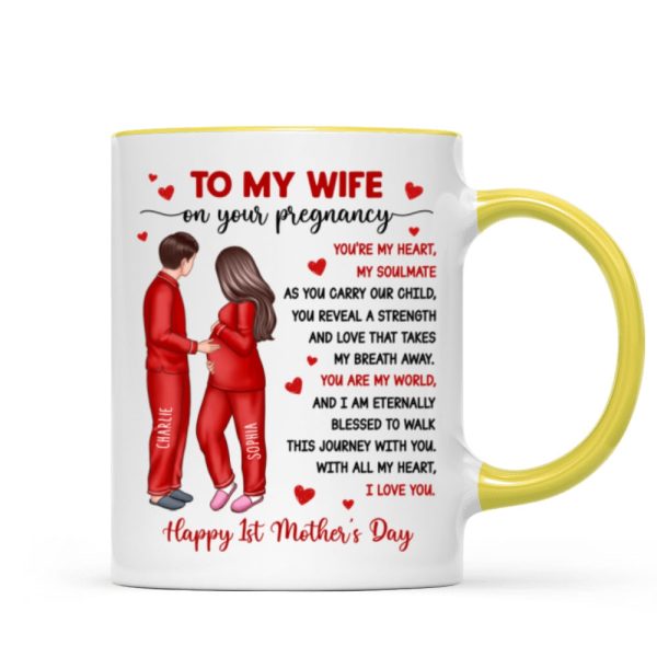 To My Pregnancy Wife Happy First Mother's Day From Husband Personalized Mug, Gift For Pregnant Mom, Expecting Mom To My Pregnancy Wife Happy First Mother's Day From Husband Personalized Mug, Gift For Pregnant Mom, Expecting Mom