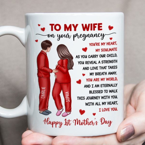 To My Pregnancy Wife Happy First Mother's Day From Husband Personalized Mug, Gift For Pregnant Mom, Expecting Mom To My Pregnancy Wife Happy First Mother's Day From Husband Personalized Mug, Gift For Pregnant Mom, Expecting Mom