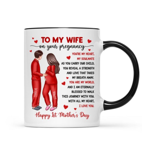To My Pregnancy Wife Happy First Mother's Day From Husband Personalized Mug, Gift For Pregnant Mom, Expecting Mom To My Pregnancy Wife Happy First Mother's Day From Husband Personalized Mug, Gift For Pregnant Mom, Expecting Mom