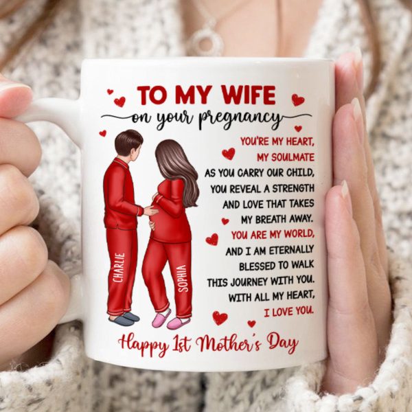 To My Pregnancy Wife Happy First Mother's Day From Husband Personalized Mug, Gift For Pregnant Mom, Expecting Mom To My Pregnancy Wife Happy First Mother's Day From Husband Personalized Mug, Gift For Pregnant Mom, Expecting Mom