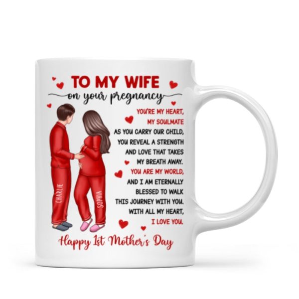 To My Pregnancy Wife Happy First Mother's Day From Husband Personalized Mug, Gift For Pregnant Mom, Expecting Mom To My Pregnancy Wife Happy First Mother's Day From Husband Personalized Mug, Gift For Pregnant Mom, Expecting Mom
