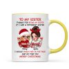 To My Sister Sassy Girls Merry Christmas Personalized Mug, Funny Christmas Gift For Sisters To My Sister Sassy Girls Merry Christmas Personalized Mug, Funny Christmas Gift For Sisters