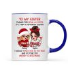 To My Sister Sassy Girls Merry Christmas Personalized Mug, Funny Christmas Gift For Sisters To My Sister Sassy Girls Merry Christmas Personalized Mug, Funny Christmas Gift For Sisters