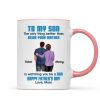 To My Son From Mom Dad Blue Tone Personalized Mug| Heartfelt Father's Day Gift For Son