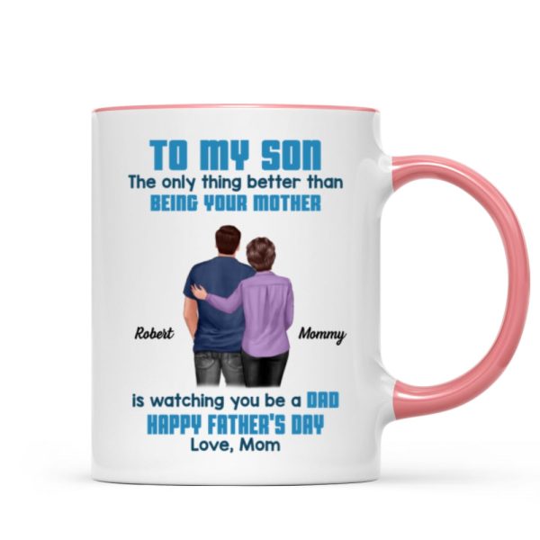 To My Son From Mom Dad Blue Tone Personalized Mug| Heartfelt Father's Day Gift For Son