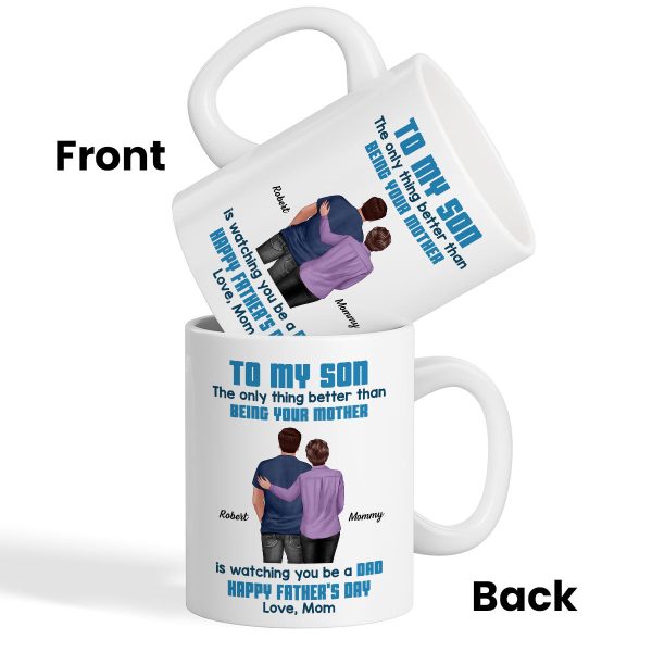 To My Son From Mom Dad Blue Tone Personalized Mug| Heartfelt Father's Day Gift For Son