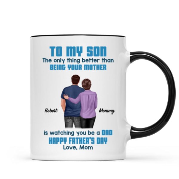 To My Son From Mom Dad Blue Tone Personalized Mug| Heartfelt Father's Day Gift For Son