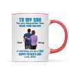 To My Son From Mom Dad Blue Tone Personalized Mug| Heartfelt Father's Day Gift For Son