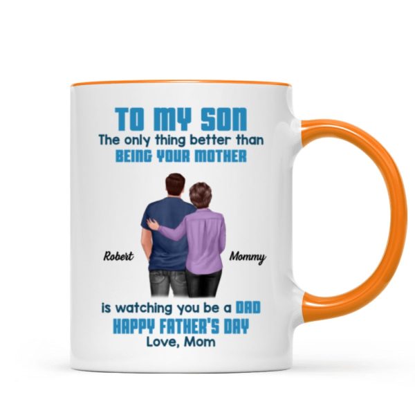To My Son From Mom Dad Blue Tone Personalized Mug| Heartfelt Father's Day Gift For Son