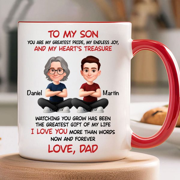 To My Son My Heart's Treasure - Personalized Mug - Christmas Gift from Dad to Son To My Son My Heart's Treasure - Personalized Mug - Christmas Gift from Dad to Son