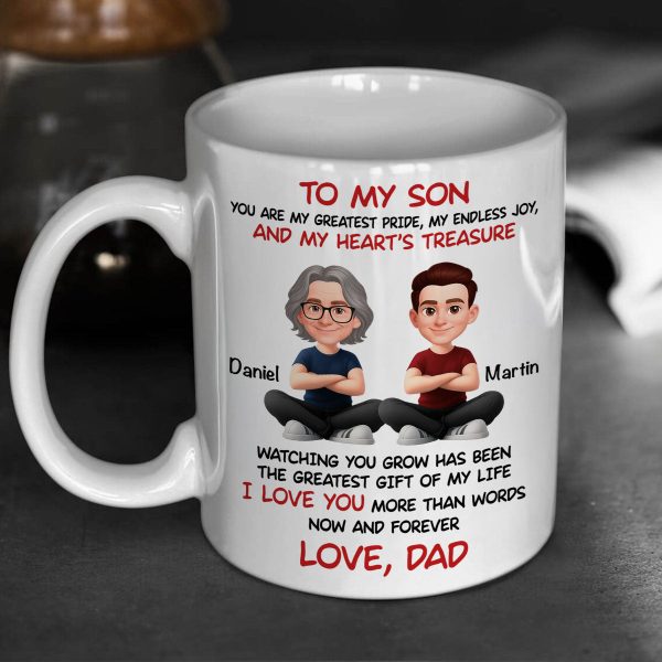 To My Son My Heart's Treasure - Personalized Mug - Christmas Gift from Dad to Son To My Son My Heart's Treasure - Personalized Mug - Christmas Gift from Dad to Son