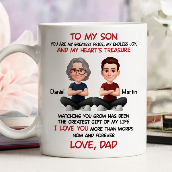 To My Son My Heart's Treasure - Personalized Mug - Christmas Gift from Dad to Son To My Son My Heart's Treasure - Personalized Mug - Christmas Gift from Dad to Son