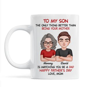 To My Son Personalized Ceramic Mug, Heartfelt Father's Day Gift For Son