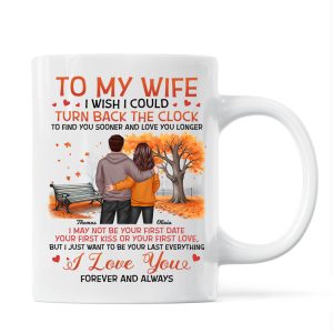 To My Wife Husband Couple Standing Back View Fall Season, Personalized Mug