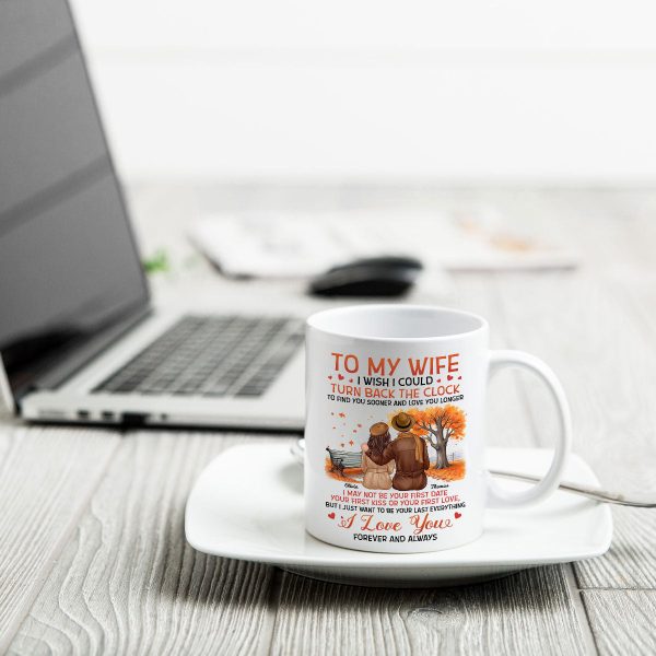 To My Wife Husband Fall Season Couple Sitting Back View Personalized Mug