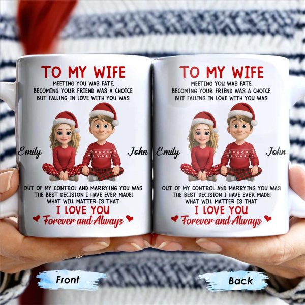 To My Wife, Meeting You Was Fate, Love Forever And Always, Cartoon Couple - Personalized Custom Coffee Mug - CPL988_MG To My Wife, Meeting You Was Fate, Love Forever And Always, Cartoon Couple - Personalized Custom Coffee Mug - CPL988_MG