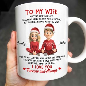 To My Wife, Meeting You Was Fate, Love Forever And Always, Cartoon Couple - Personalized Custom Coffee Mug - CPL988_MG