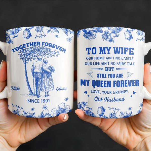 To My Wife You Are My Queen Forever Hearts and Birds Design - Personalized Custom Coffee Mug - CPL513_MG To My Wife You Are My Queen Forever Hearts and Birds Design - Personalized Custom Coffee Mug - CPL513_MG
