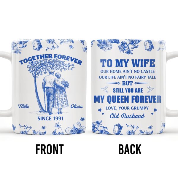 To My Wife You Are My Queen Forever Hearts and Birds Design - Personalized Custom Coffee Mug - CPL513_MG To My Wife You Are My Queen Forever Hearts and Birds Design - Personalized Custom Coffee Mug - CPL513_MG