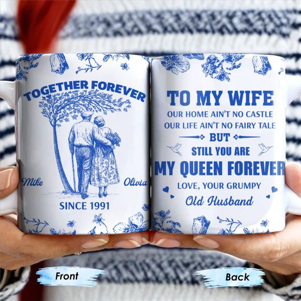 To My Wife You Are My Queen Forever Hearts and Birds Design - Personalized Custom Coffee Mug - CPL513_MG To My Wife You Are My Queen Forever Hearts and Birds Design - Personalized Custom Coffee Mug - CPL513_MG