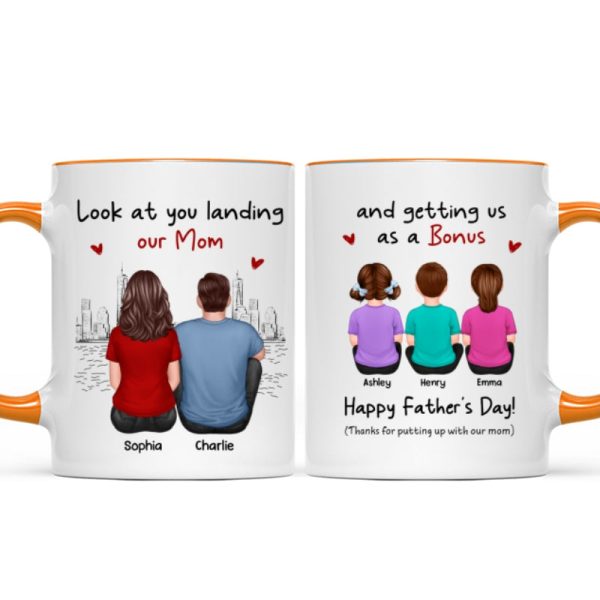 To Our Bonus Dad Funny Gift Personalized Mug, Gift For Bonus Dad