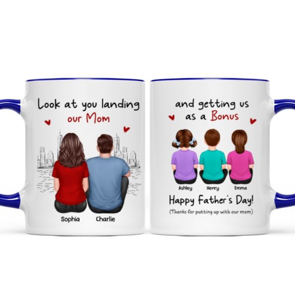 To Our Bonus Dad Funny Gift Personalized Mug, Gift For Bonus Dad