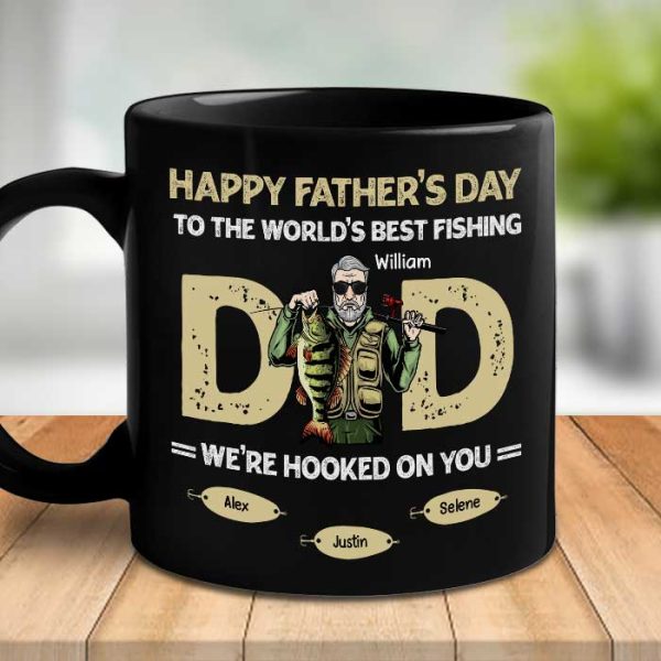 To The World Best Fishing Dad - Gift For Dad - Personalized Black Mug To The World Best Fishing Dad - Gift For Dad - Personalized Black Mug