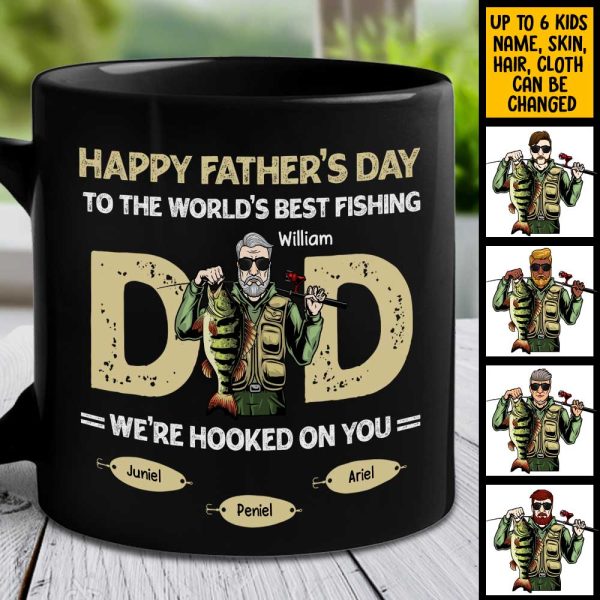 To The World Best Fishing Dad - Gift For Dad - Personalized Black Mug To The World Best Fishing Dad - Gift For Dad - Personalized Black Mug