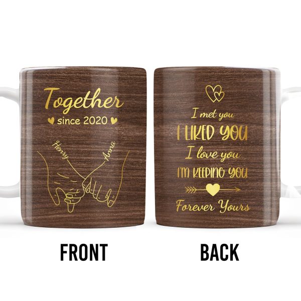 Together Forever, Holding Hands and Hearts Mug - Personalized Custom Coffee Mug - CPL150_MG Together Forever, Holding Hands and Hearts Mug - Personalized Custom Coffee Mug - CPL150_MG