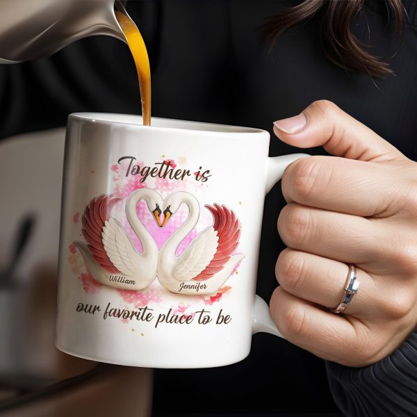Together Is Our Favorite Place To Be, Swans and Hearts - Personalized Custom Coffee Mug - CPL411_MG Together Is Our Favorite Place To Be, Swans and Hearts - Personalized Custom Coffee Mug - CPL411_MG